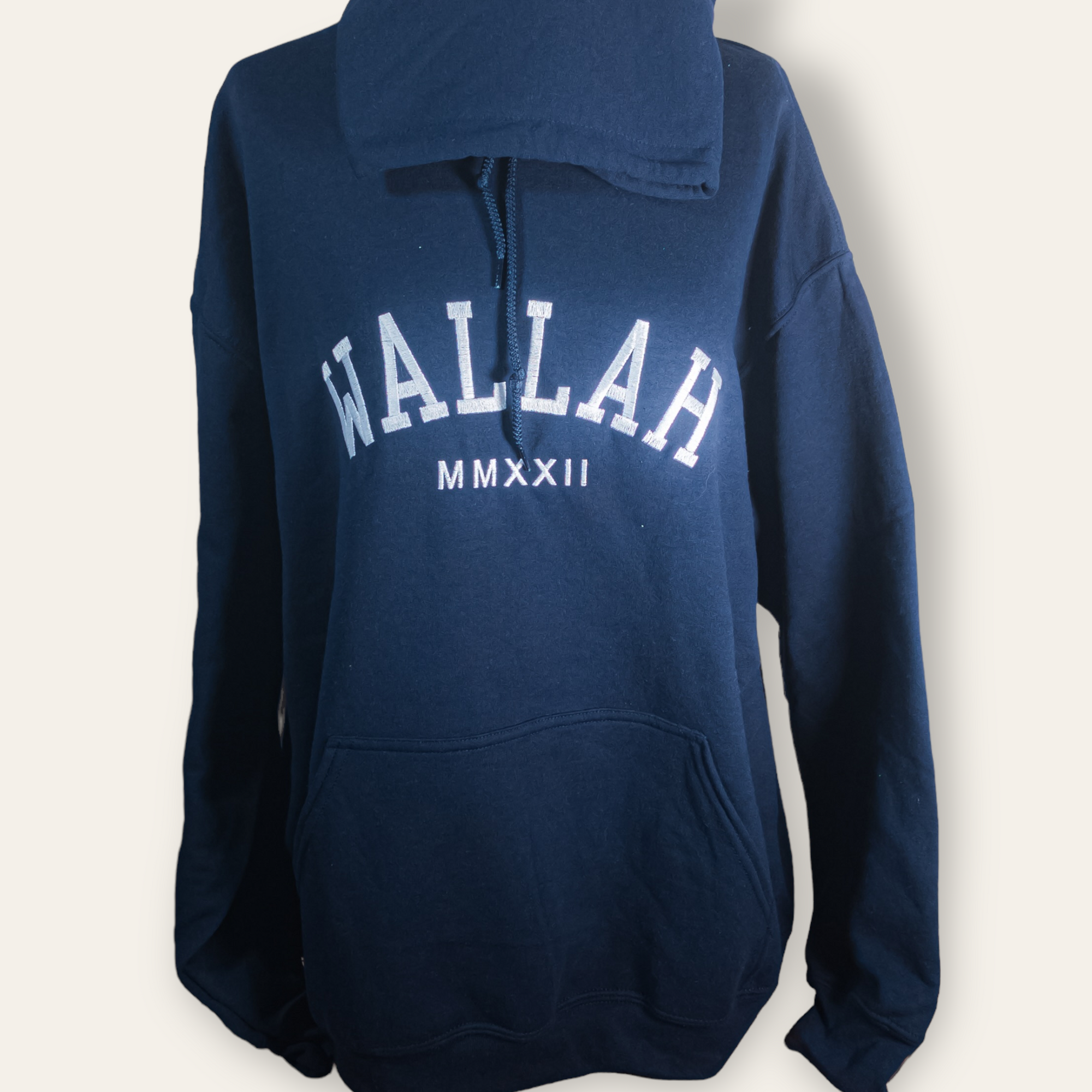 Wallah Embroidered Hoodie-Navy Blue